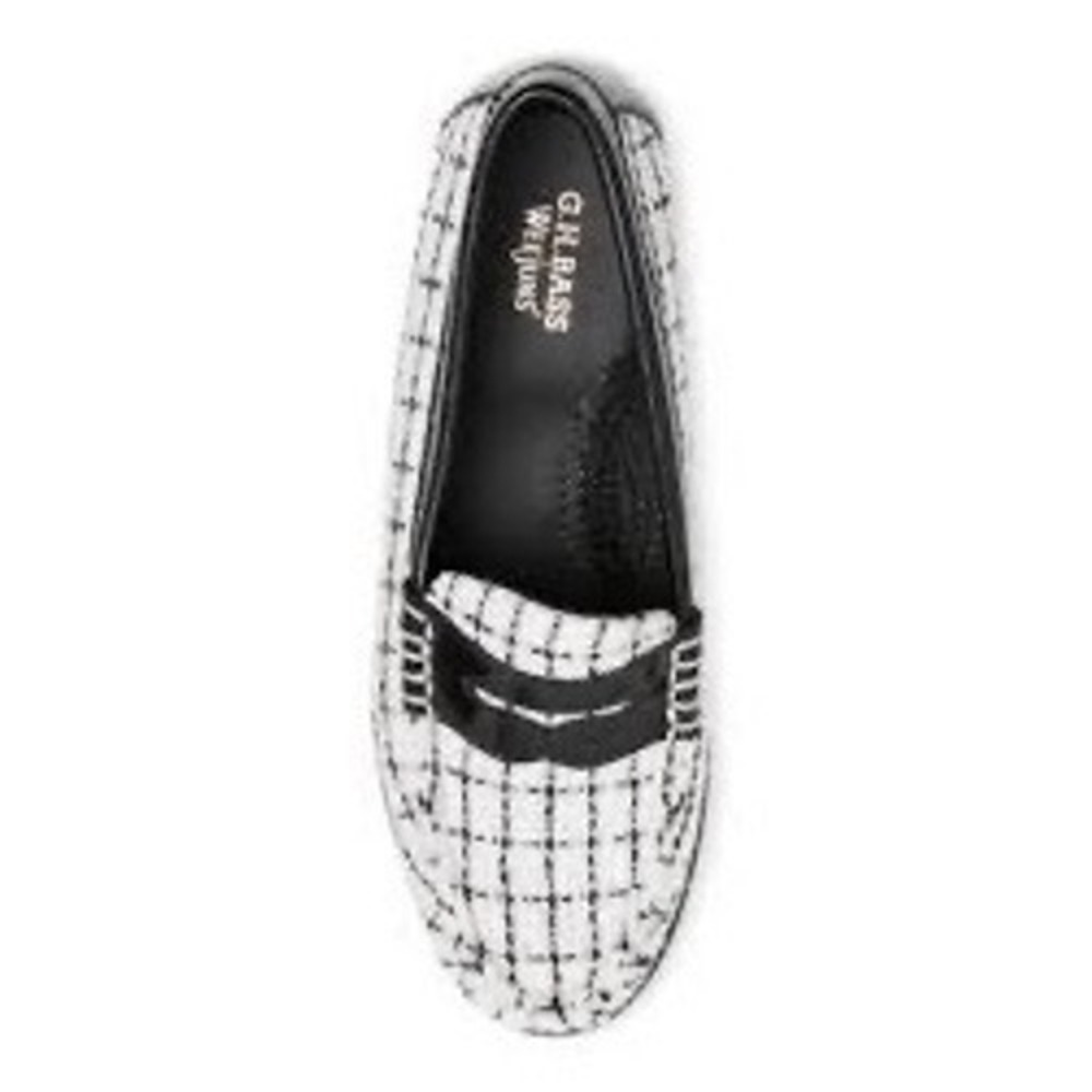GH Bass Whitney Weejun Loafers Black White Tweed Penny Loafer BAX3W015 Womens 9M